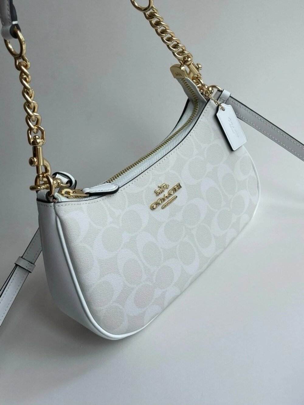 NEW COACH Teri 2Way Shoulder Bag Signature Coated Canvas White outlet CA548